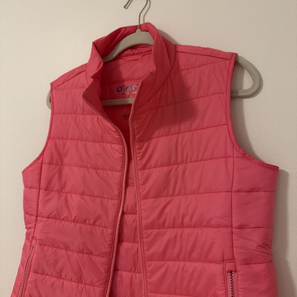 IBKUL Puffer Vest Hot Pink Sorona Aura Filling Full Zip - Womens Large